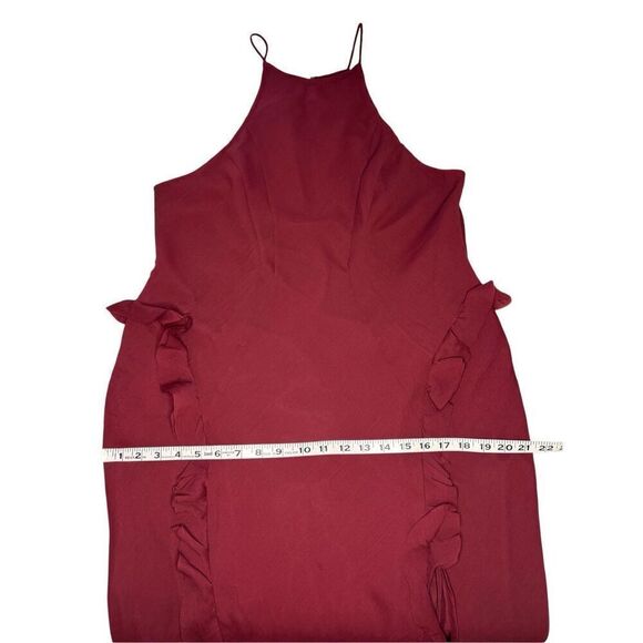 ASOS Design high neck ruffled maxi dress in berry - 14 - Picture 11 of 12